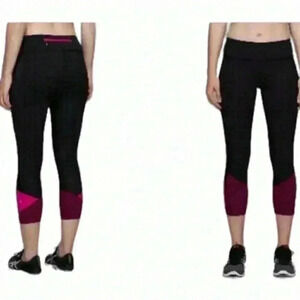 LULULEMON Pace Rival Crop  Black Pink Fuscia Leggings Yoga Running Women's 8